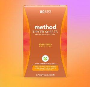 dryer sheets – ginger mango. 80 ct